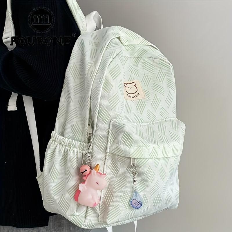 Striped Cartoon Backpack Nylon Durable School Travel Bag