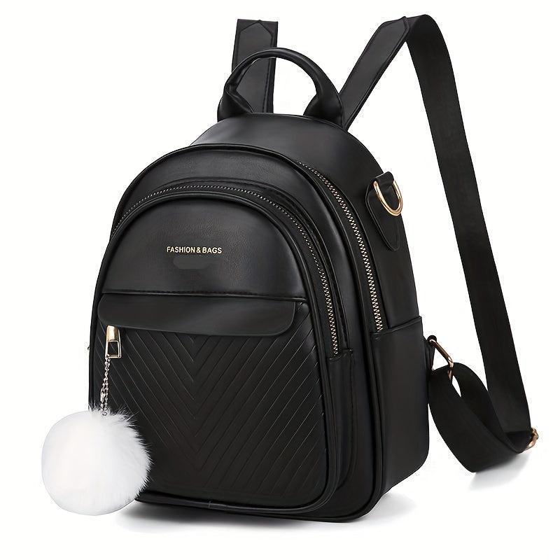Mini Chevron Backpack Purse PU Leather Shoulder Bag