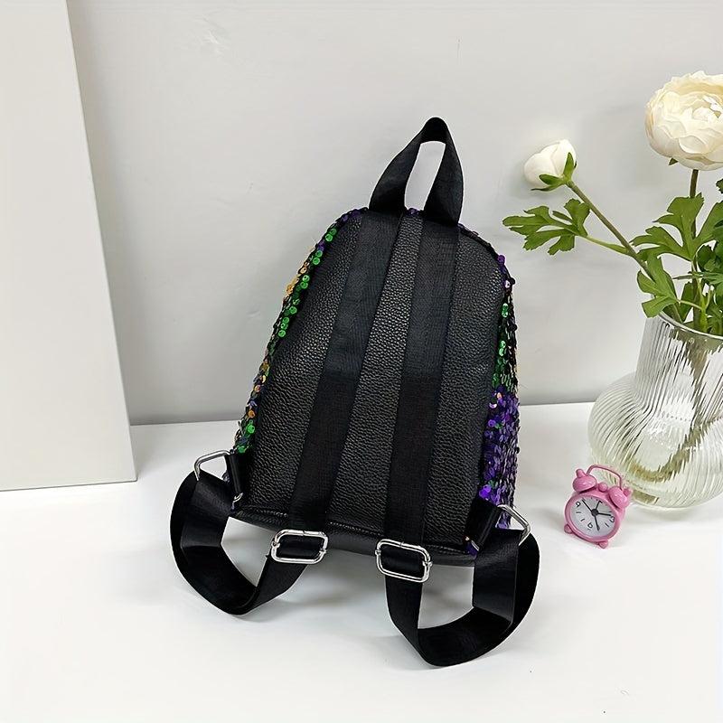 Colorful Sequin Backpack Women's Mini Mermaid Daypack