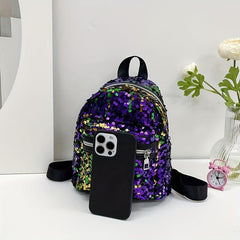 Colorful Sequin Backpack Women's Mini Mermaid Daypack