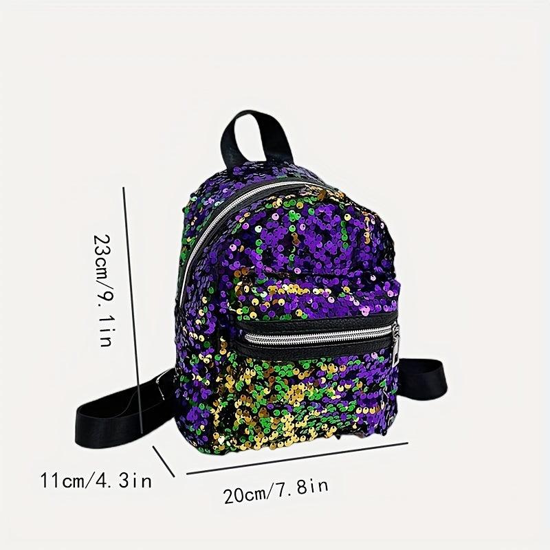 Colorful Sequin Backpack Women's Mini Mermaid Daypack