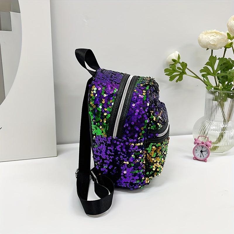 Colorful Sequin Backpack Women's Mini Mermaid Daypack