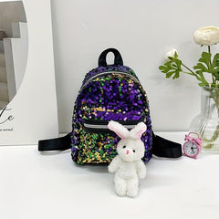 Colorful Sequin Backpack Women's Mini Mermaid Daypack