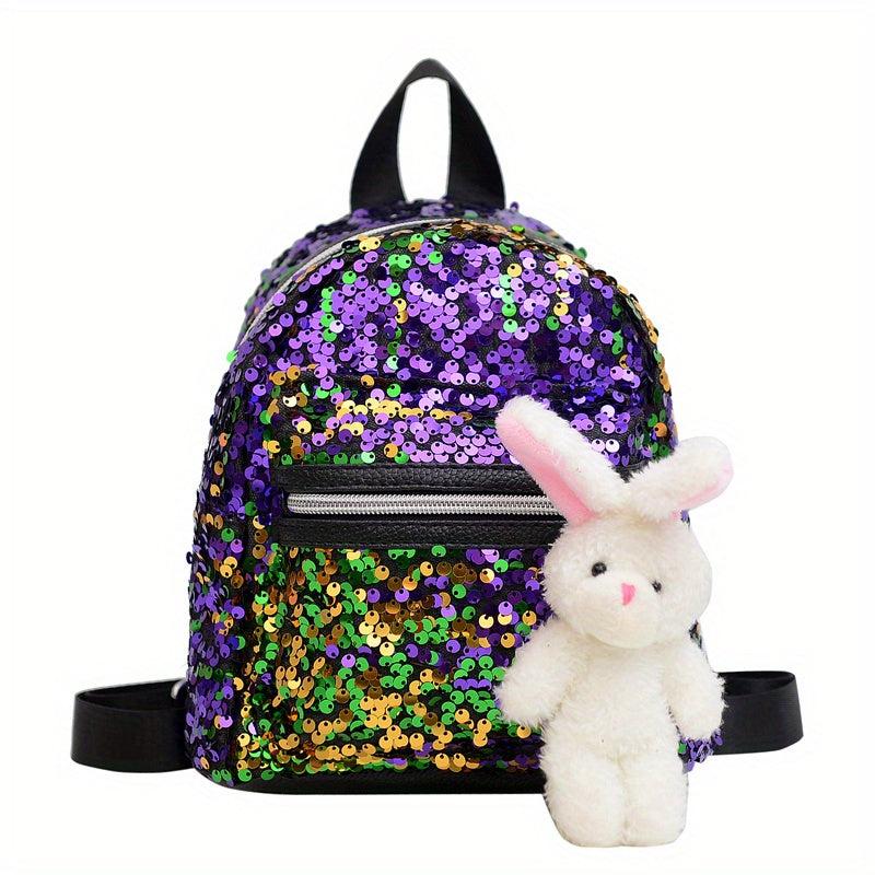 Colorful Sequin Backpack Women's Mini Mermaid Daypack