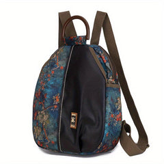 Vintage Flower Pattern Backpack Functional Travel Schoolbag Women