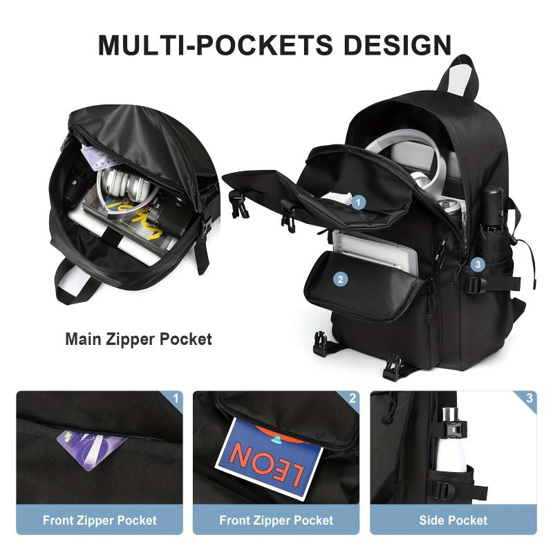 Large Capacity Minimalist Backpack Solid Preppy School Daypack