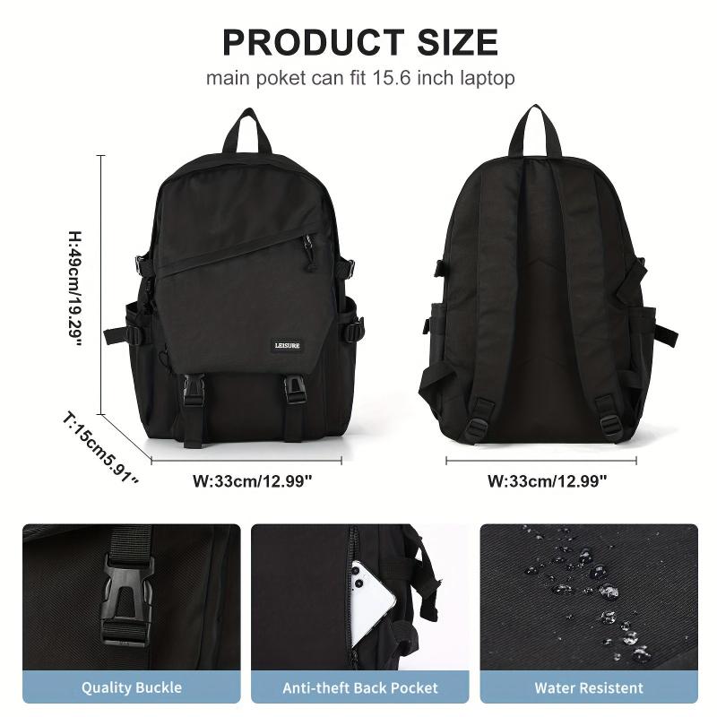Large Capacity Minimalist Backpack Solid Preppy School Daypack