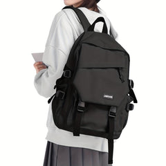 Large Capacity Minimalist Backpack Solid Preppy School Daypack