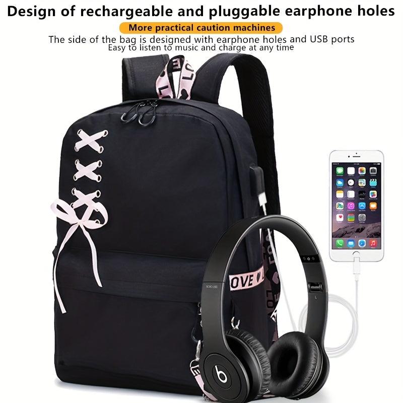 Y2K Bow Decor Travel Backpack Large Capacity