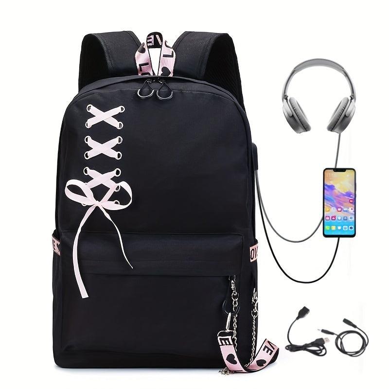 Y2K Bow Decor Travel Backpack Large Capacity