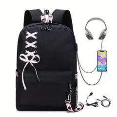 Y2K Bow Decor Travel Backpack Large Capacity