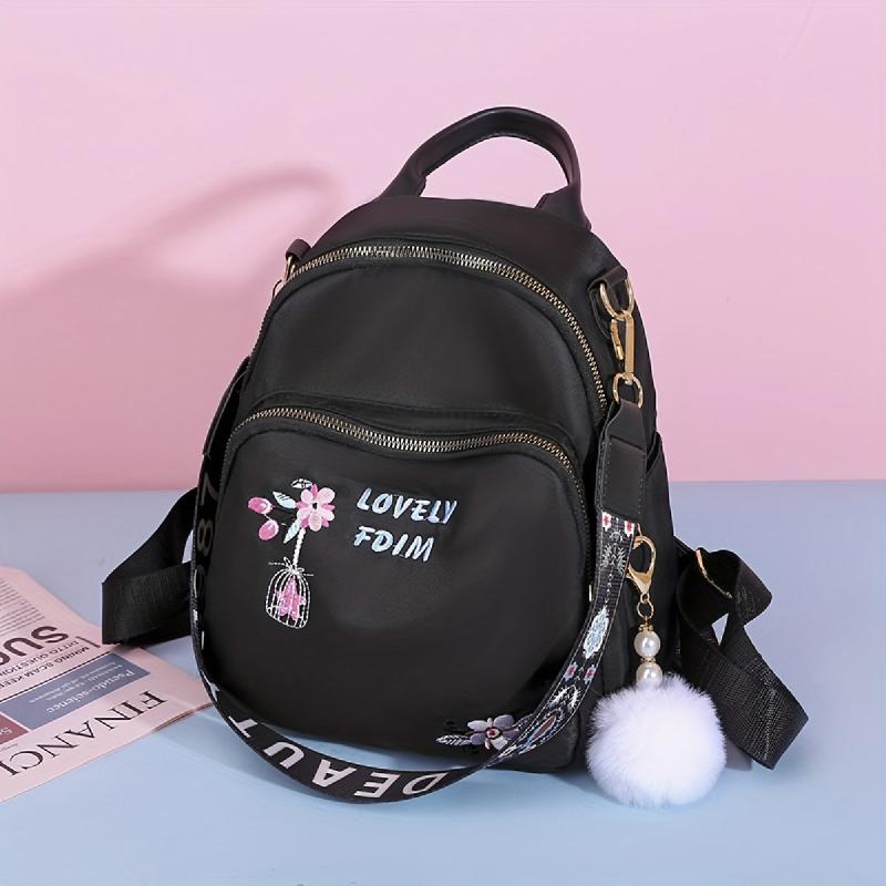 Floral Embroidery Backpack Purse Vintage Travel School Bag