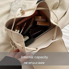 Small Drawstring Backpack PU Leather Durable Lightweight School Backpack