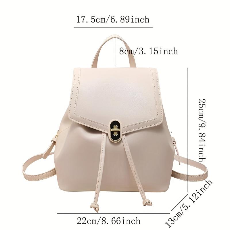 Small Drawstring Backpack PU Leather Durable Lightweight School Backpack