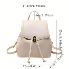 Small Drawstring Backpack PU Leather Durable Lightweight School Backpack