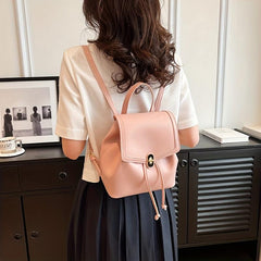 Small Drawstring Backpack PU Leather Durable Lightweight School Backpack