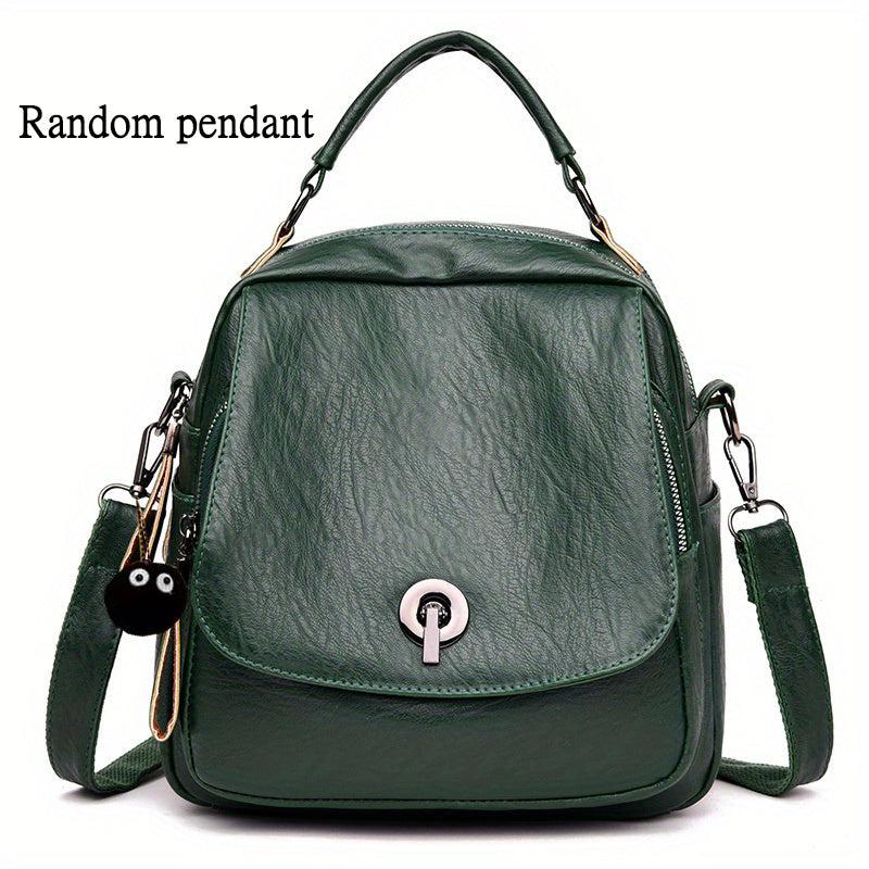 Mini Functional Backpack PU Leather Crossbody Bag