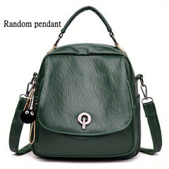 Mini Functional Backpack PU Leather Crossbody Bag