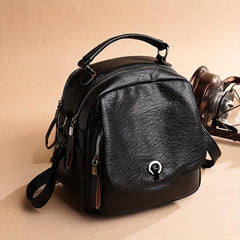 Mini Functional Backpack PU Leather Crossbody Bag