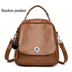 Mini Functional Backpack PU Leather Crossbody Bag