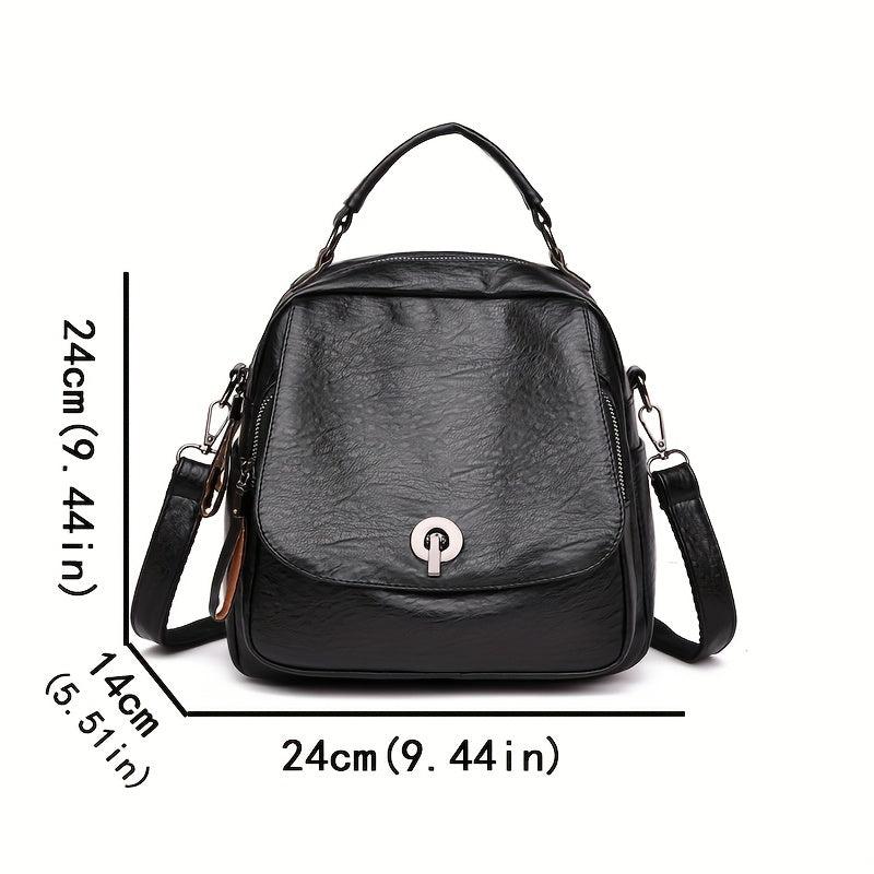 Mini Functional Backpack PU Leather Crossbody Bag