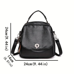 Mini Functional Backpack PU Leather Crossbody Bag