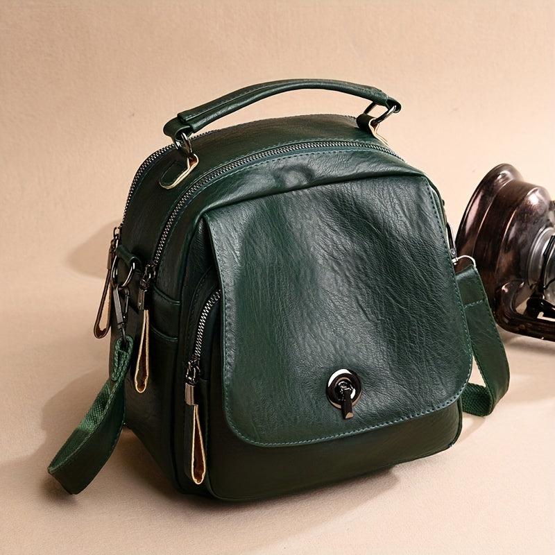 Mini Functional Backpack PU Leather Crossbody Bag