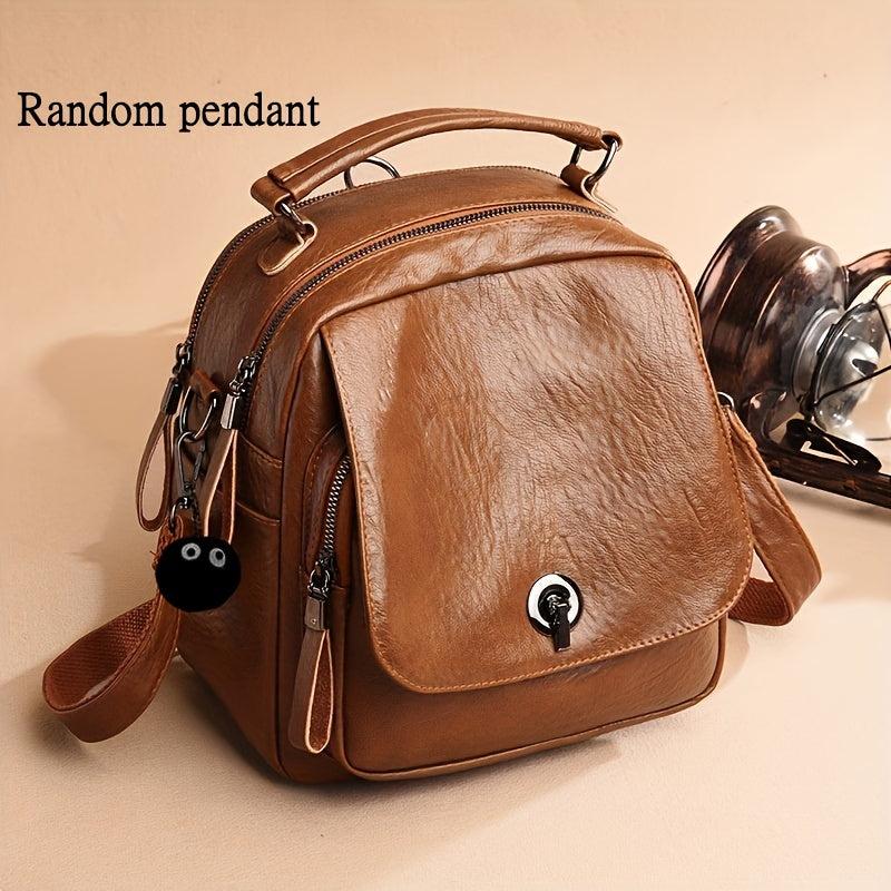 Mini Functional Backpack PU Leather Crossbody Bag
