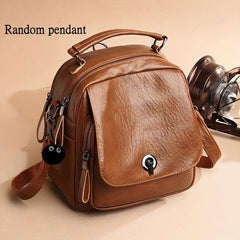 Mini Functional Backpack PU Leather Crossbody Bag