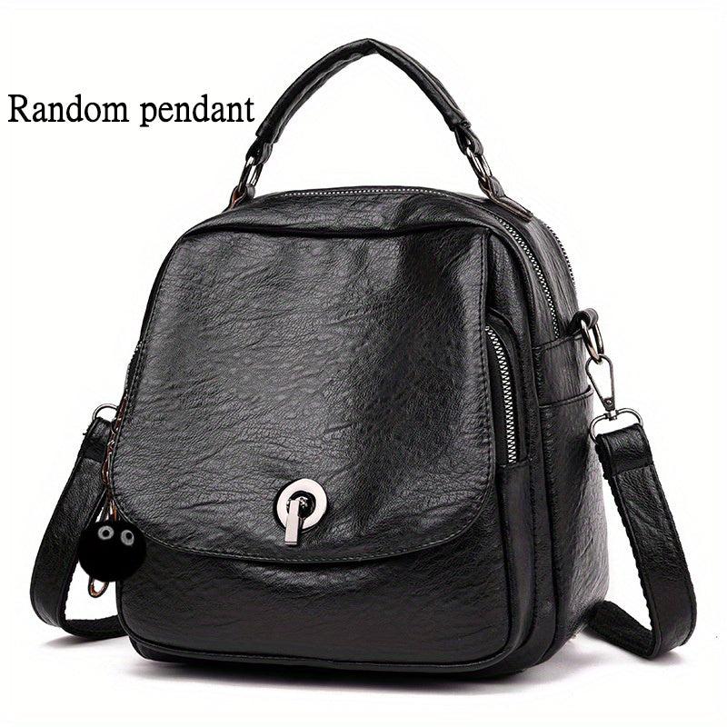 Mini Functional Backpack PU Leather Crossbody Bag