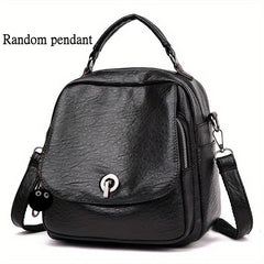 Mini Functional Backpack PU Leather Crossbody Bag