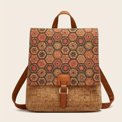 Retro Flower Print Flap Backpack Classic Storage Rucksack Women's Travel