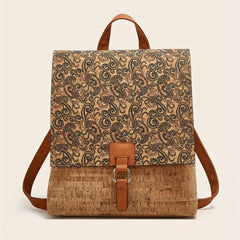 Retro Flower Print Flap Backpack Classic Storage Rucksack Women's Travel