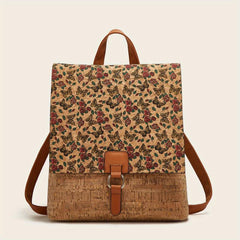 Retro Flower Print Flap Backpack Classic Storage Rucksack Women's Travel