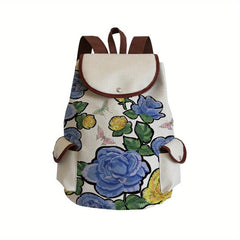 Vintage Flower Pattern Backpack Retro Travel Bag