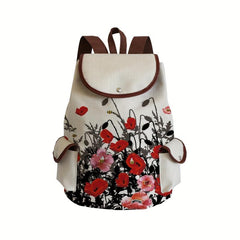 Vintage Flower Pattern Backpack Retro Travel Bag