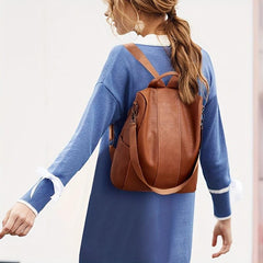 Vintage Solid Backpack All Match Travel Rucksack