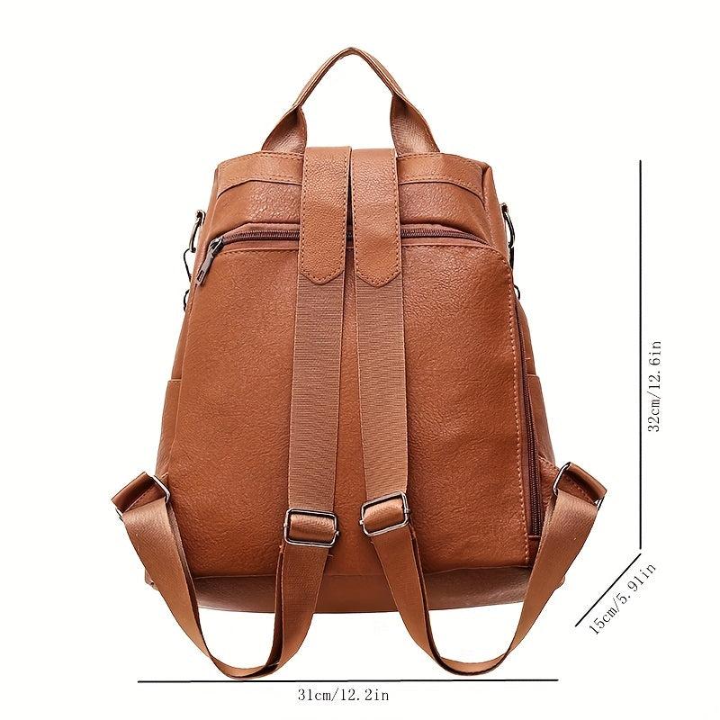 Vintage Solid Backpack All Match Travel Rucksack