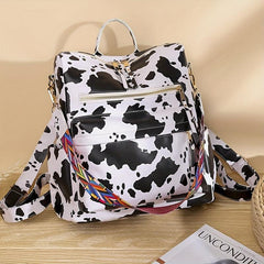 Cow Skin Pattern Backpack Large Capacity Waterproof Travel Bag