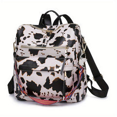 Cow Skin Pattern Backpack Large Capacity Waterproof Travel Bag
