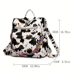 Cow Skin Pattern Backpack Large Capacity Waterproof Travel Bag