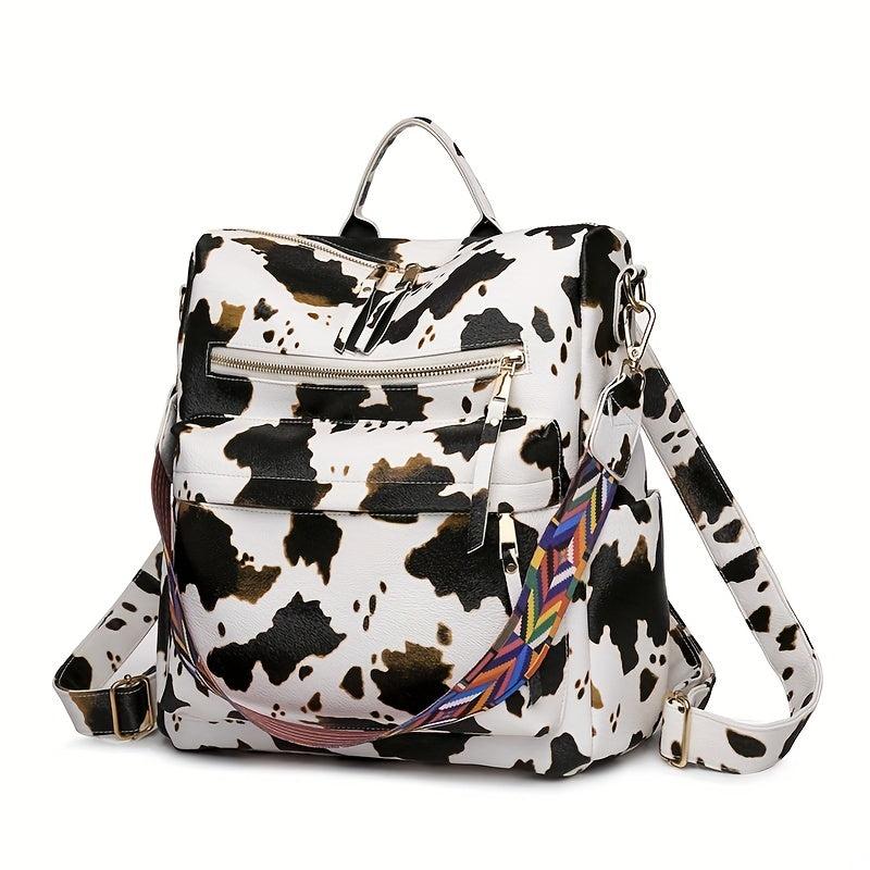 Cow Skin Pattern Backpack Large Capacity Waterproof Travel Bag