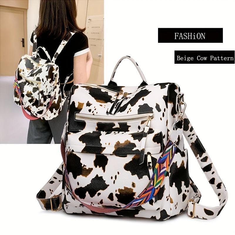 Cow Skin Pattern Backpack Large Capacity Waterproof Travel Bag