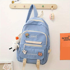Letter Patch Decor Backpack Preppy Style School Bag