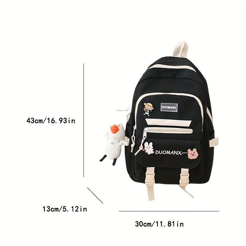 Letter Patch Decor Backpack Preppy Style School Bag