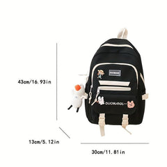 Letter Patch Decor Backpack Preppy Style School Bag