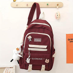 Letter Patch Decor Backpack Preppy Style School Bag