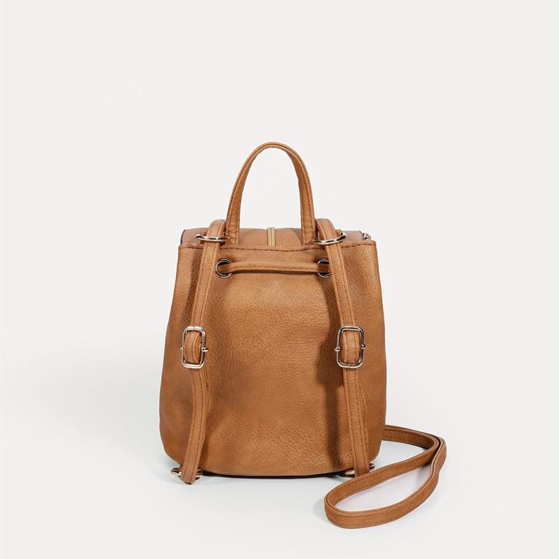Boho Style Straw Flap Backpack Tassel Drawstring Daypack