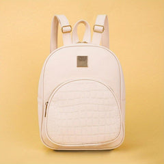 Stone Pattern Backpack PU Leather Textured School Travel Bag
