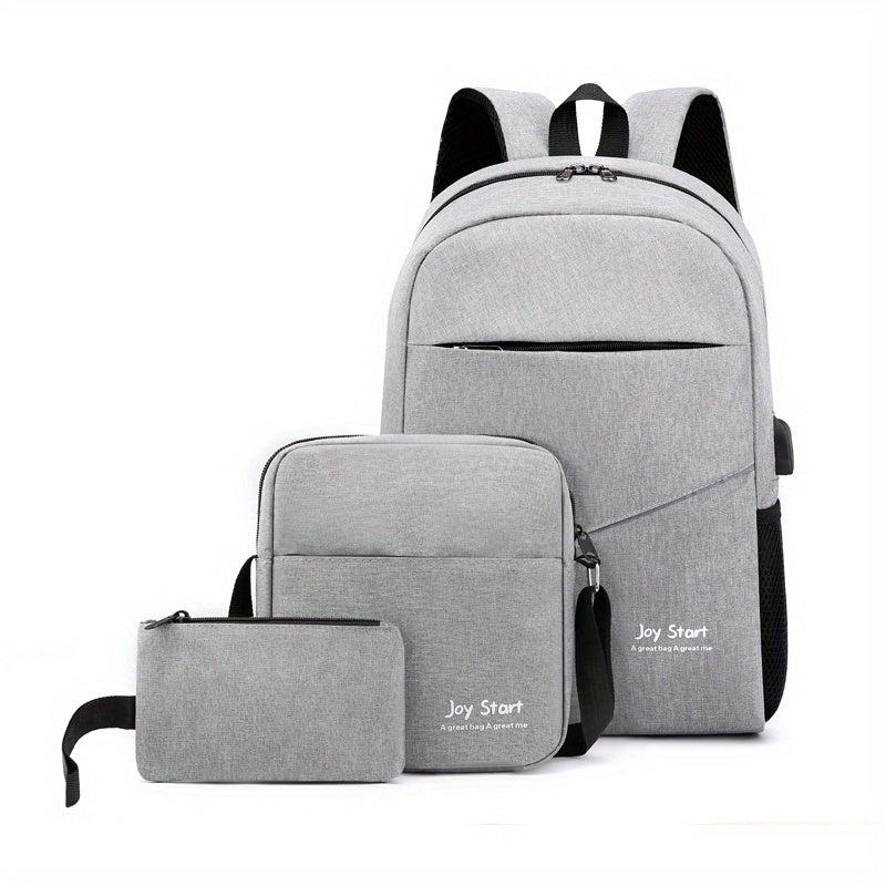 3Pcs Laptop Backpack Set School Bag Crossbody Bag & Coin Purse